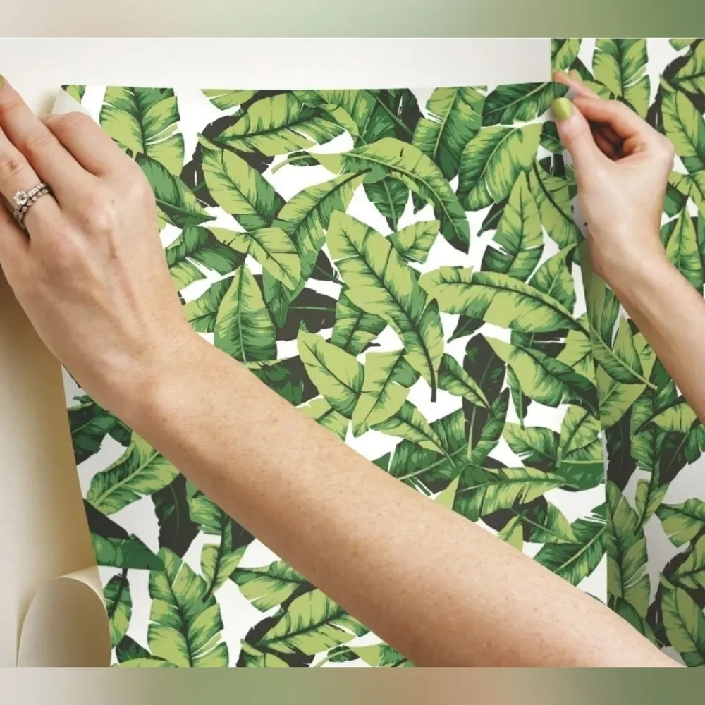 NEW 2pk RoomMates Tropical Green Palm Leaf Peel & Stick Wallpaper 30.75 Sq Ft/ea